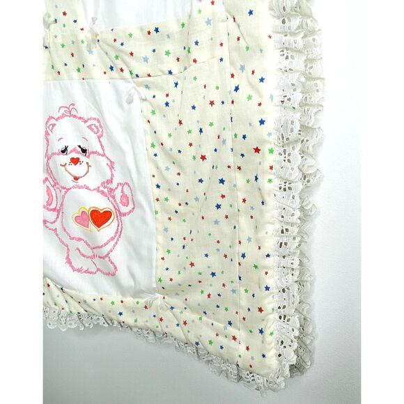 VTG Handmade Off White Care Bear Lace Quilt Blanket Double Sided Kids 29"x52" - Picture 7 of 9